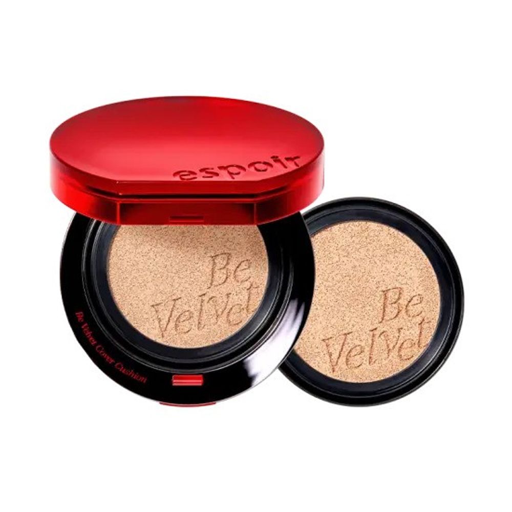 espoir Be Velvet Cover Cushion SPF42 PA++ (Refill Included) – 100-Hour Longwear, Triple-Layer Adhesion, Lightweight UV Protection, High-Cover Velvet Finish _ Made in KOREA